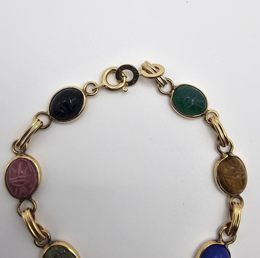 A & Z 12k Gold Filled Art Deco Etched Bead Bracelet - Picture 2 of 8